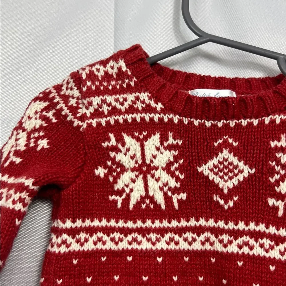 Ralph Lauren red and white snowflake fair Isle cotton sweater size 9 months